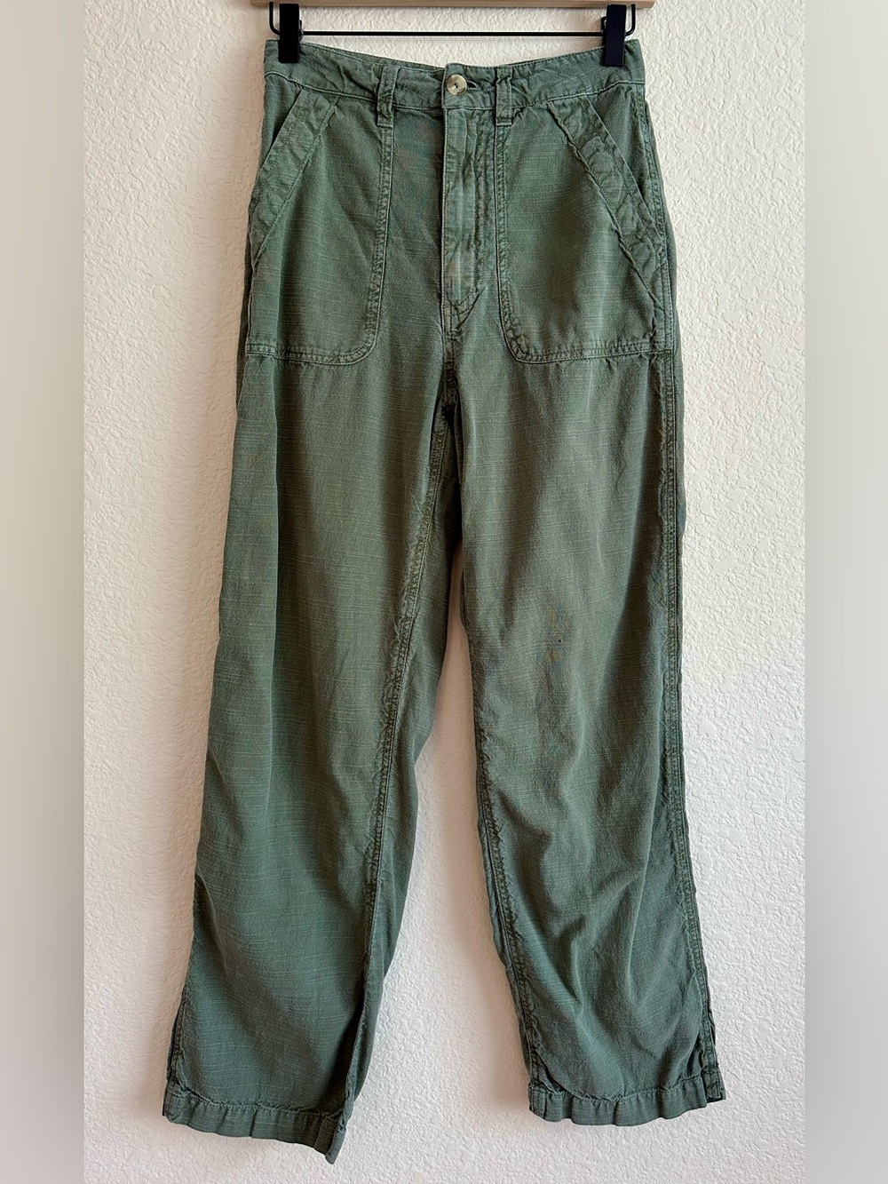 Billabong Pants Women’s 25 Army Green Cotton Straight Leg Chino Utility Granola